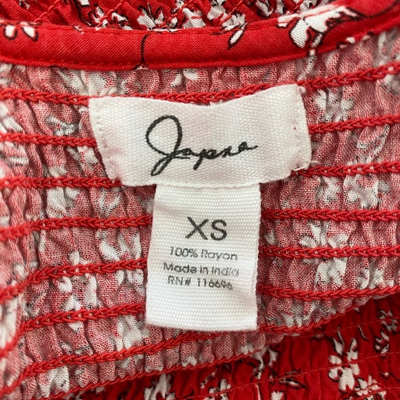 EUC Women Floral Shirred V Neck Crop Top Long Sleeve Red XS - Picture 6 of 8